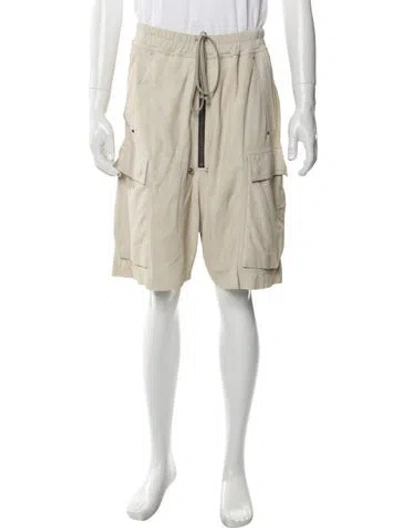 Pre-owned Rick Owens Lamb Leather Cargo Shorts In Neutral