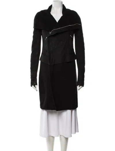 Pre-owned Rick Owens Lamb Leather Coat In Black