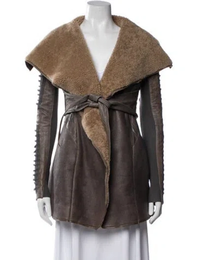 Pre-owned Rick Owens Lamb Leather Coat In Brown