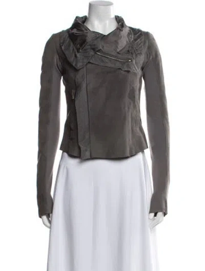 Pre-owned Rick Owens Lamb Leather Coat In Gray