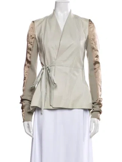 Pre-owned Rick Owens Lamb Leather Colorblock Pattern Jacket In Gray
