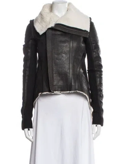 Pre-owned Rick Owens Lamb Leather Fur Jacket In Blue