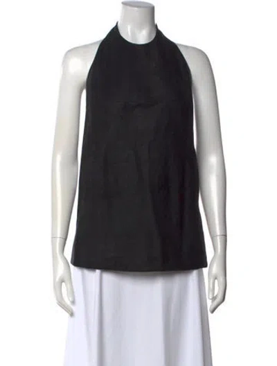 Pre-owned Rick Owens Lamb Leather Halterneck Top In Black