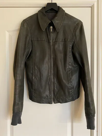 Pre-owned Rick Owens Lamb Leather Jacket In Gray