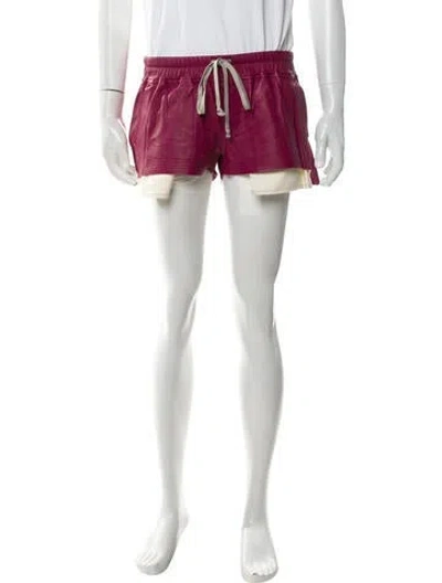 Pre-owned Rick Owens Lamb Leather Jogger Shorts In Pink/purple