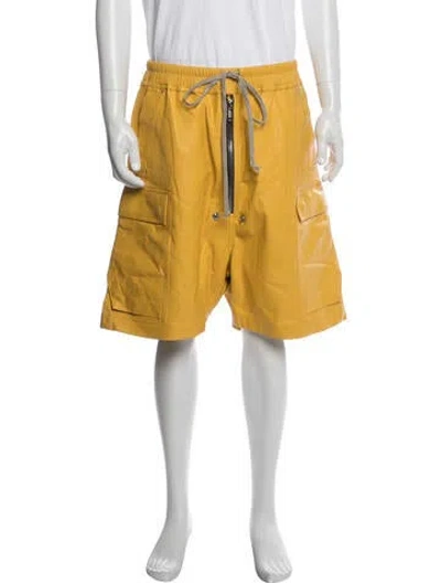 Pre-owned Rick Owens Lamb Leather Jogger Shorts In Yellow