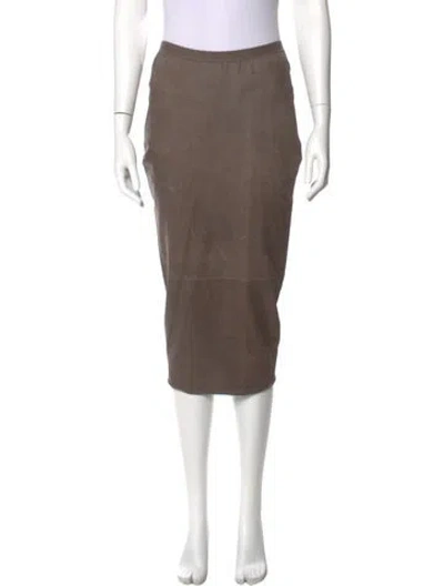 Pre-owned Rick Owens Lamb Leather Midi Length Skirt In Brown