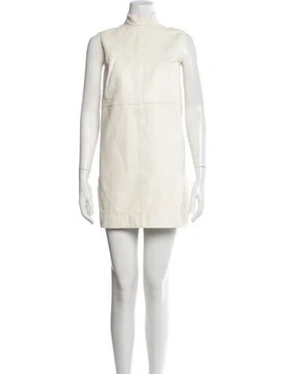 Pre-owned Rick Owens Lamb Leather Mini Dress In Neutral