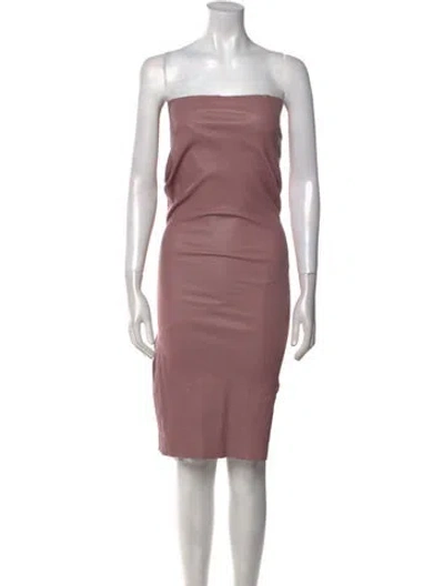 Pre-owned Rick Owens Lamb Leather Mini Dress W/ Tags In Pink