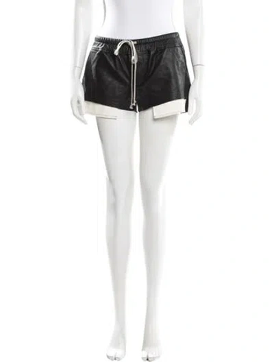 Pre-owned Rick Owens Lamb Leather Mini Shorts In Black