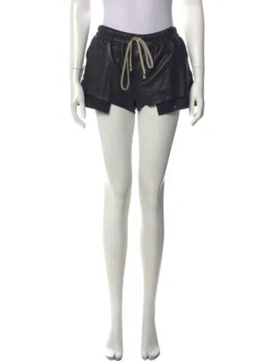 Pre-owned Rick Owens Lamb Leather Mini Shorts In Black