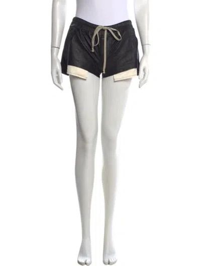 Pre-owned Rick Owens Lamb Leather Mini Shorts In Black