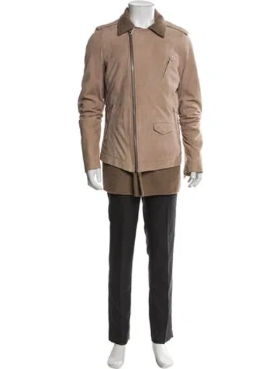 Pre-owned Rick Owens Lamb Leather Moto Jacket W/ Tags In Neutral