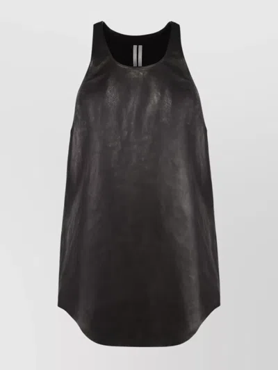 Rick Owens Lamb Leather Racerback Sleeveless Top In Black