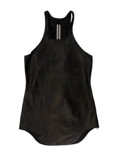 Pre-owned Rick Owens Lamb Leather Scoop Neck T-shirt W/ Tags In Black