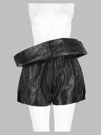 Rick Owens Lamb Leather Shorts In Black