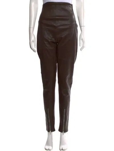 Pre-owned Rick Owens Lamb Leather Skinny Leg Pants In Brown
