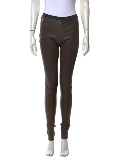 Pre-owned Rick Owens Lamb Leather Skinny Leg Pants In Brown