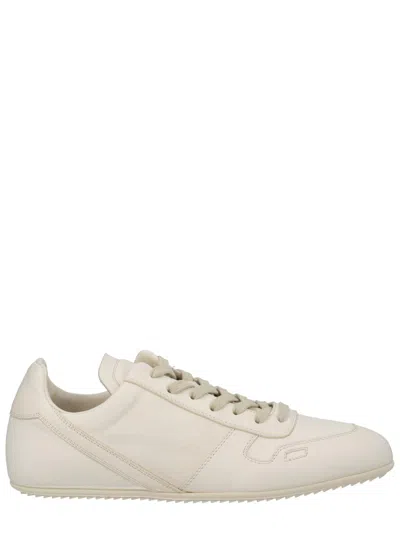 Rick Owens Low Top Sneaker Ru01f2889lbhx1111 With Round Toe And Lace-up Closure In White Leather For Men