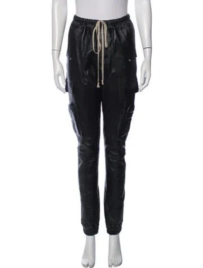 Pre-owned Rick Owens Lamb Leather Straight Leg Pants In Blue