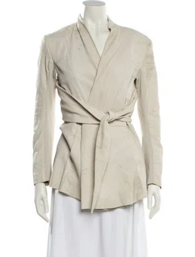 Pre-owned Rick Owens Lamb Leather Trench Coat In Neutral