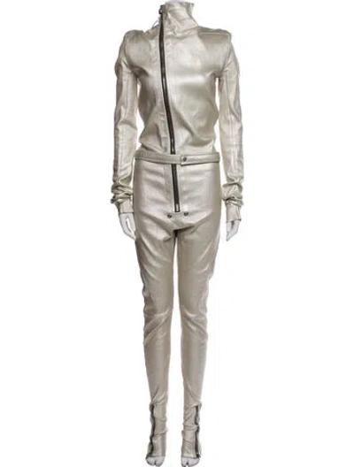 Pre-owned Rick Owens Lamb Leather Turtleneck Jumpsuit In Neutral