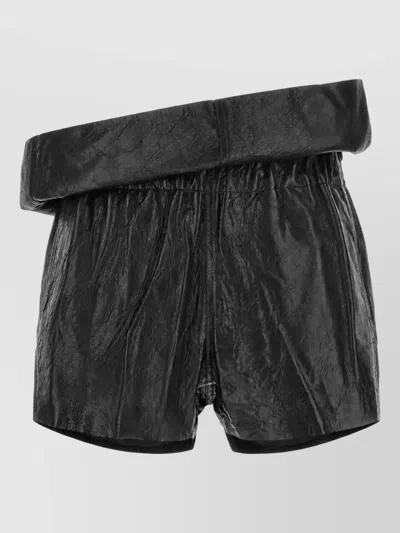 Rick Owens Lambskin Asymmetric High-rise Shorts In Black