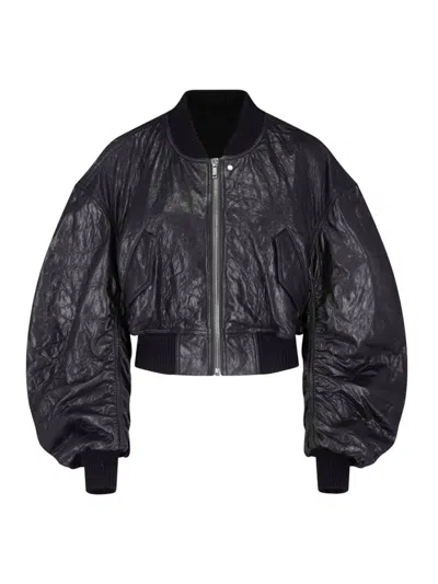 Rick Owens Lambskin Bomber Jacket In Black