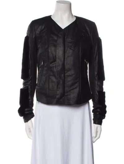 Pre-owned Rick Owens Lambskin Mink Fur Jacket In Black