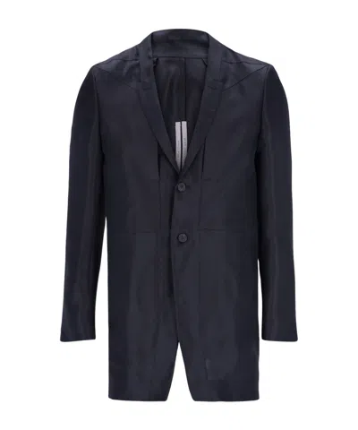 Rick Owens Lapel Long Sleeve Casual Jacket In Black