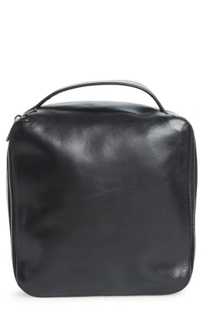 Rick Owens Large Calfskin Leather Toiletries Bag In Black