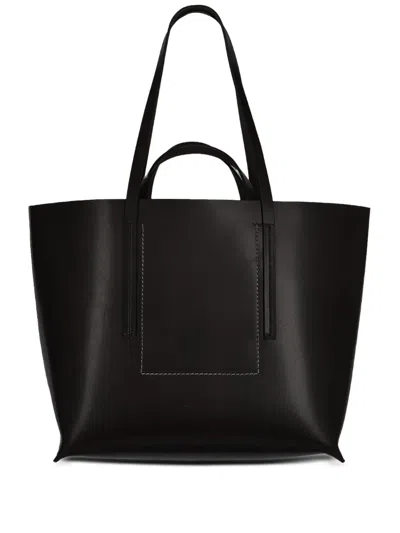 Rick Owens Large Leather Tote Bag In Black