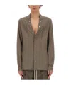 Rick Owens Larry Fogpocket Cotton Shirt In Brown