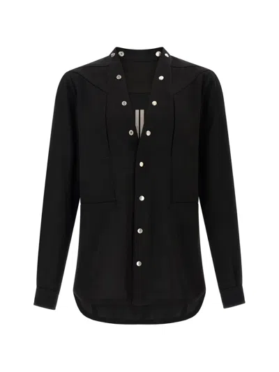 Rick Owens Larry Frogpocket Tailored Jacket Front Pockets In Black
