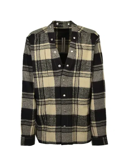 Rick Owens Larry Fogpocket V-neck Shirt In Black