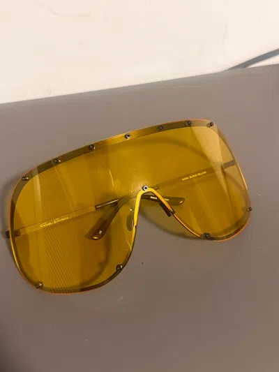 Pre-owned Rick Owens Larry Shield Sunglasses In Yellow