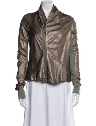 Pre-owned Rick Owens Late 2000's - Early 2010's Buffalo Leather Jacket In Gray