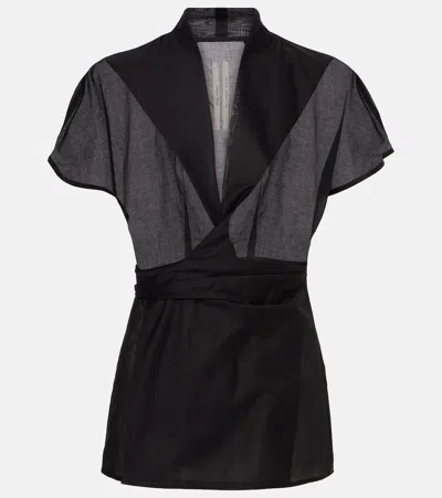Rick Owens Laura Cotton Wrap Top In Black