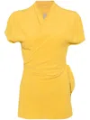 Rick Owens Laura Crepe Wrap Blouse In Yellow