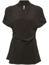 Rick Owens Laura Crepe Wrap Blouse In Neutrals