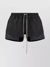 Rick Owens Layered Design Elastic Waistband Shorts In Black