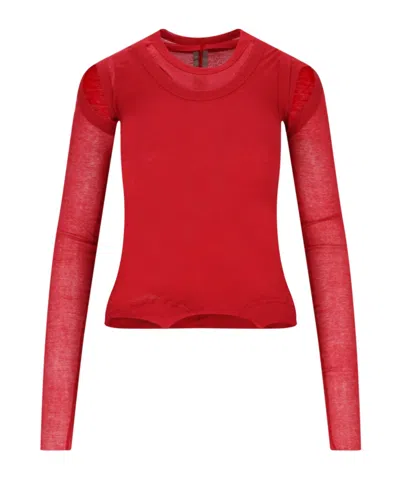 Rick Owens Layered Detail T-shirt In Red