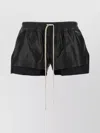 Rick Owens Layered Elastic Waistband Faux Leather Shorts In Black