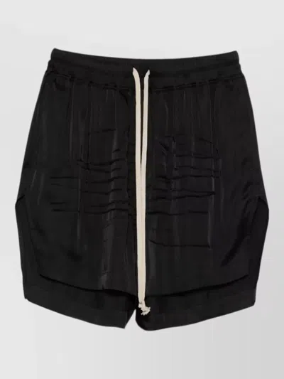 Rick Owens Layered Shorts Textured Fabric Ruched Detailing In Black