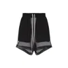 Rick Owens Layered Silk Bermudas With Sheer Panels In Black
