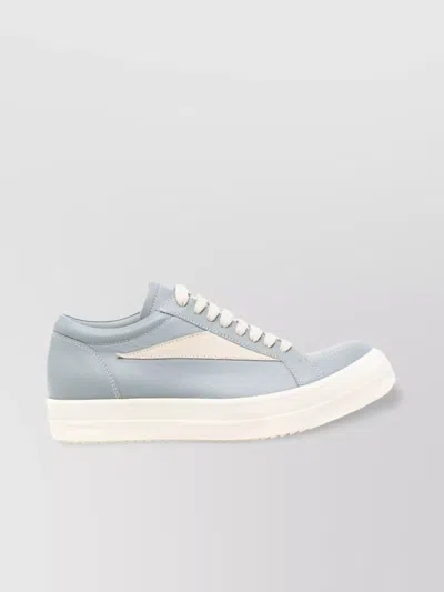 Rick Owens Leather And Suede Sneakers With Shark Tooth Soles In Blue