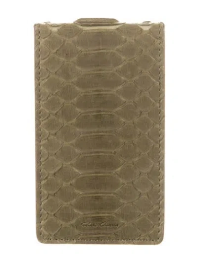 Pre-owned Rick Owens Leather Animal Print Bifold Wallet In Green
