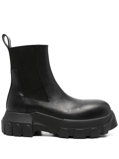 Rick Owens Leather Ankle Boots In Black