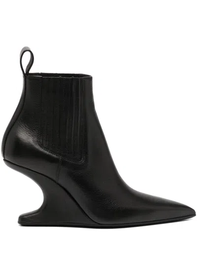 Rick Owens Leather Ankle Boots In Black