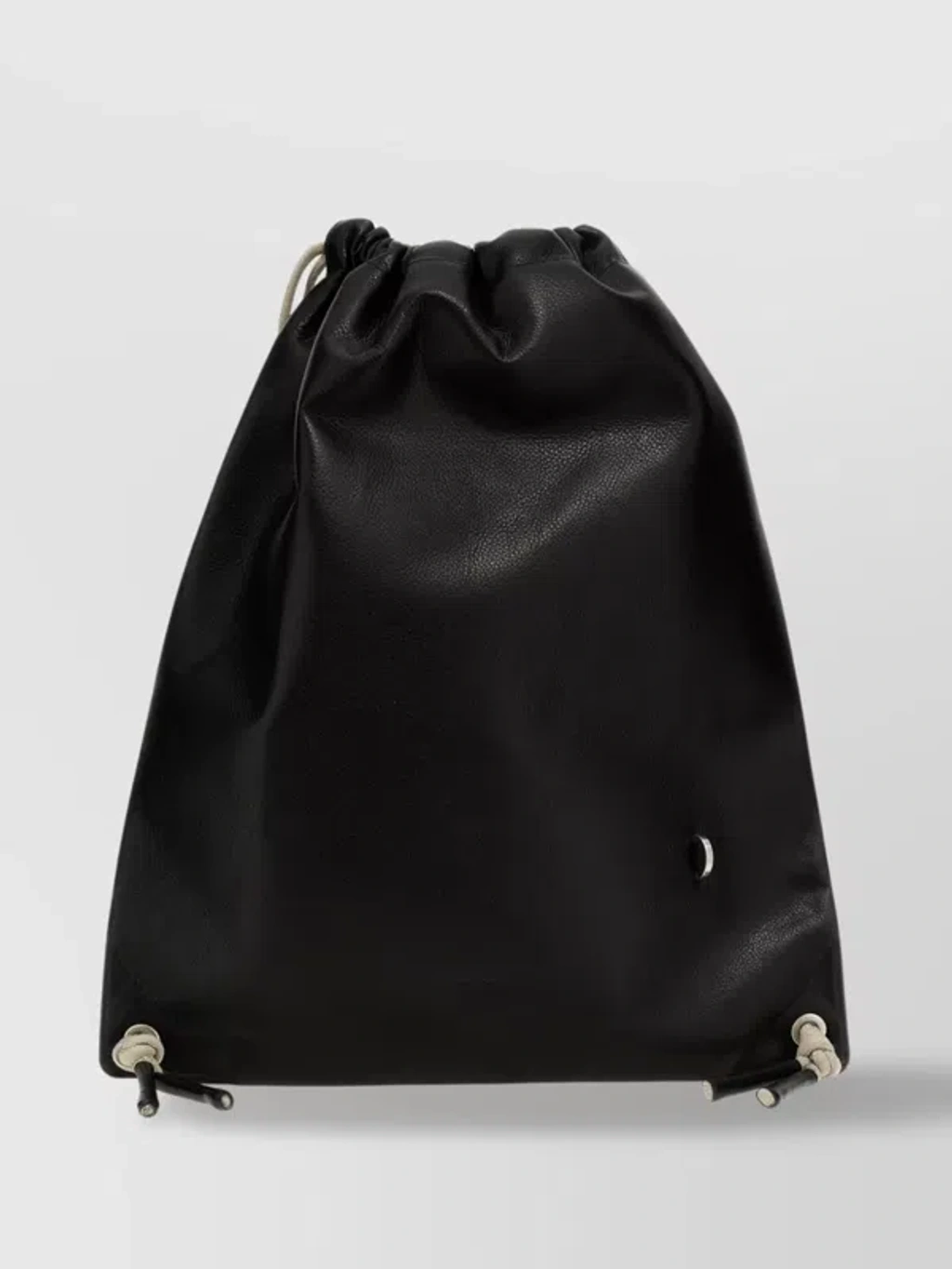 Rick Owens Drawstring Leather Backpack In 0908 Black/pearl
